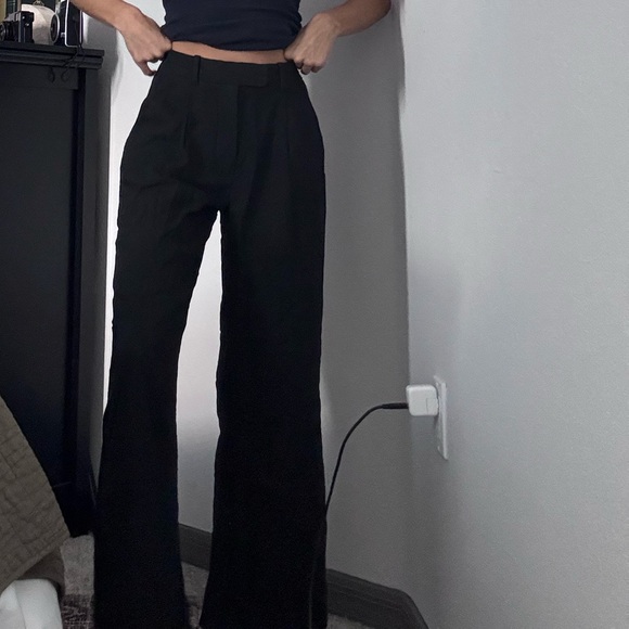 Black Wide Leg Women's Abercrombie linen Pants - Picture 1 of 4